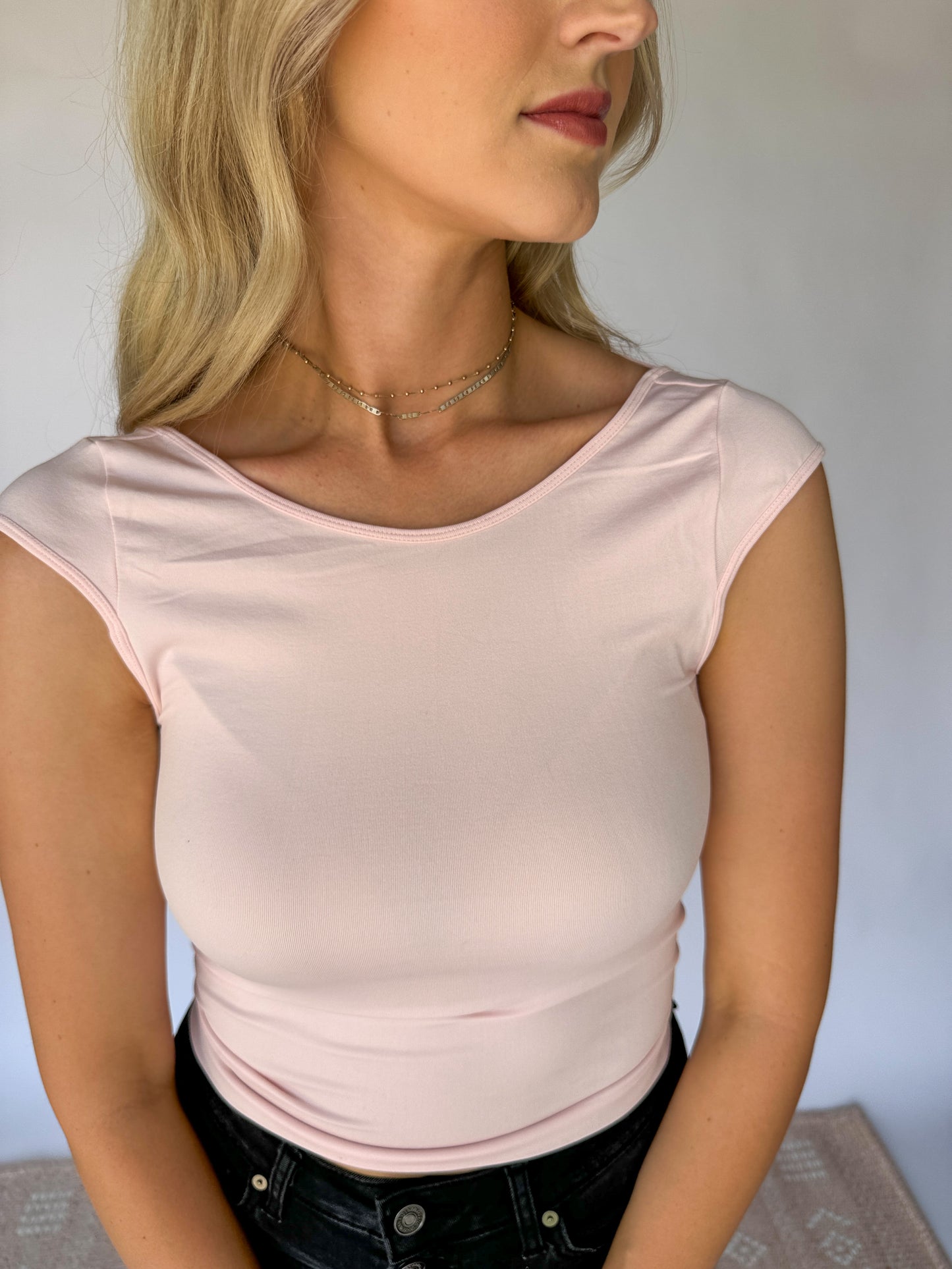 Luna Seamless Open Back Top *Pink*