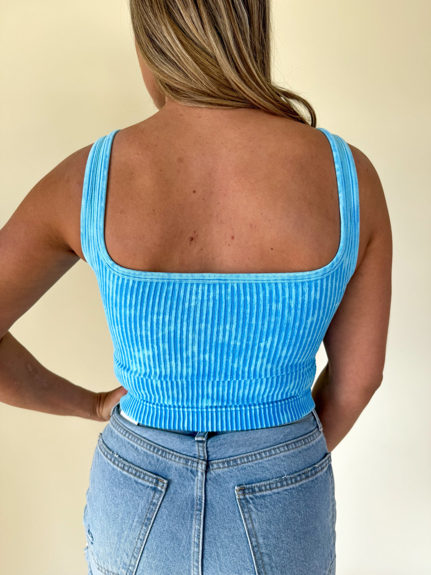 Here Comes The Sun Cropped Tank *Bright Blue*