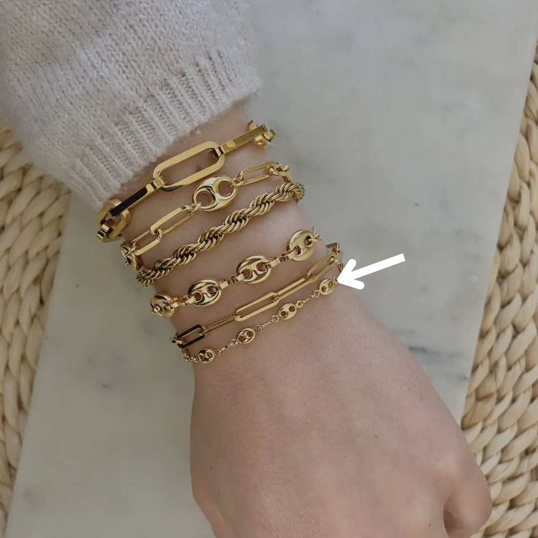 18k Gold Filled Mariner Coffee Bean Link Bracelet