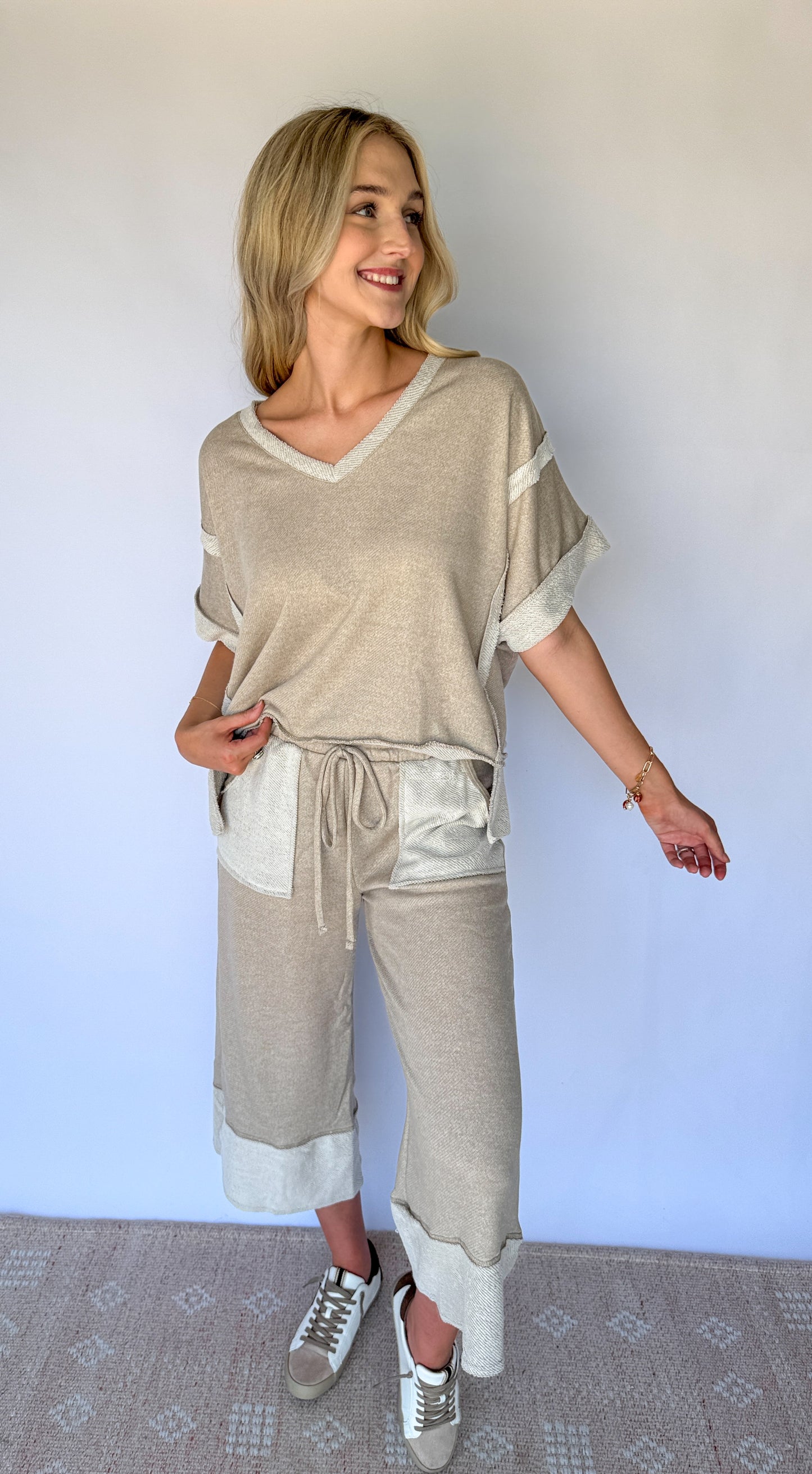 Annie Reverse Contrast Wide Leg Pants