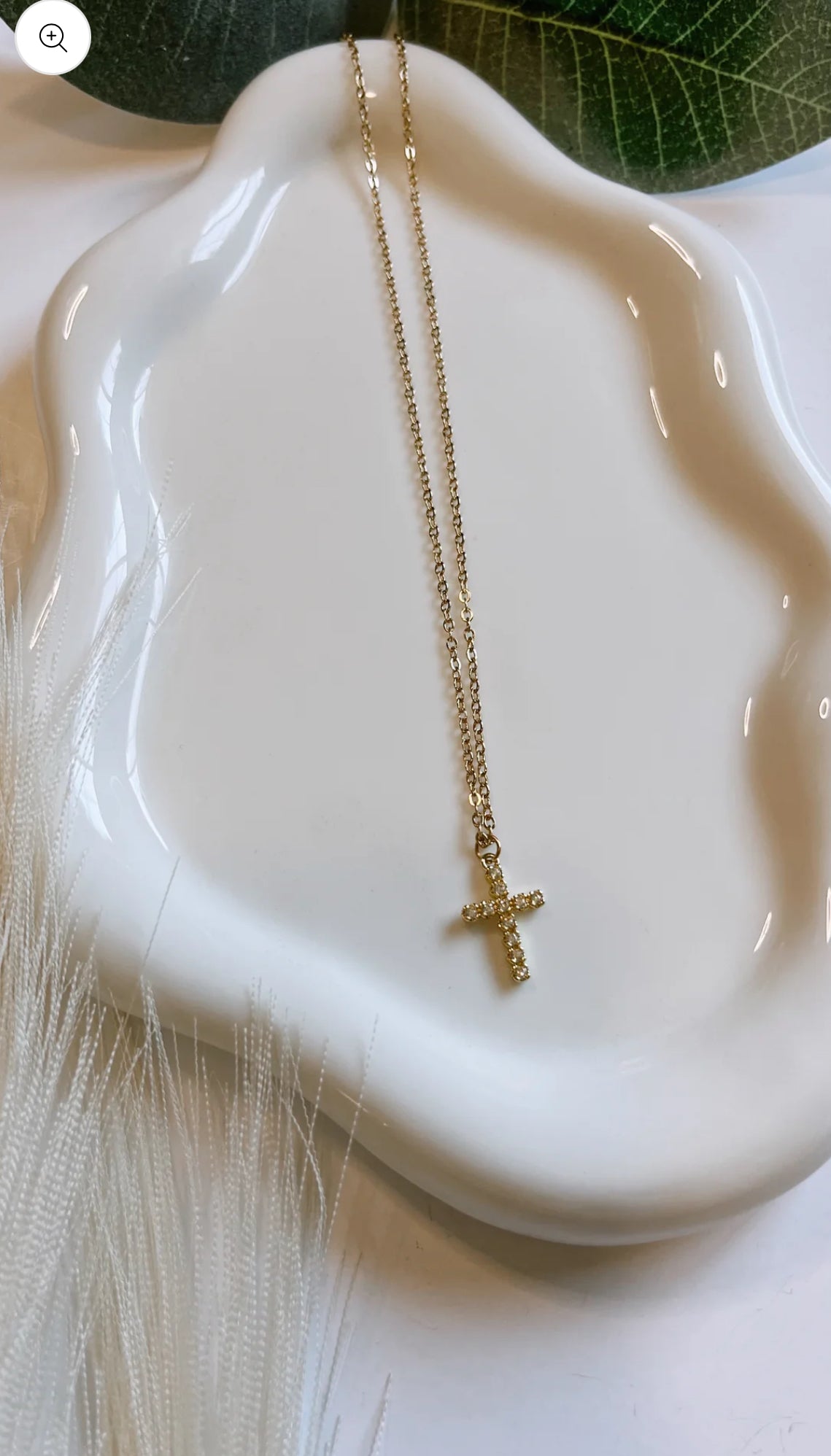 Gold Zirconia Cross Necklace