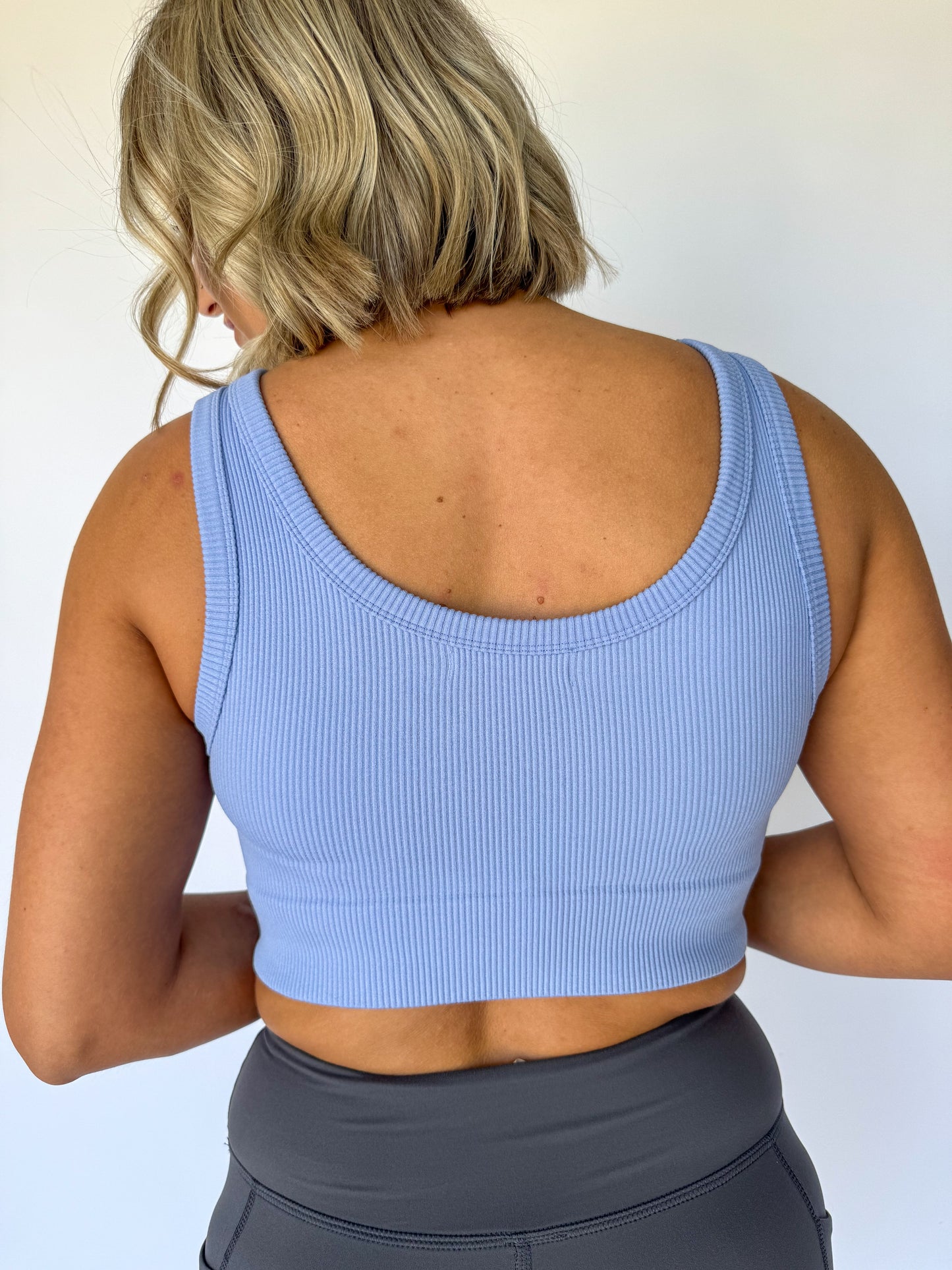 Brighter Days Ahead Ribbed Crop Top *Pastel Indigo*