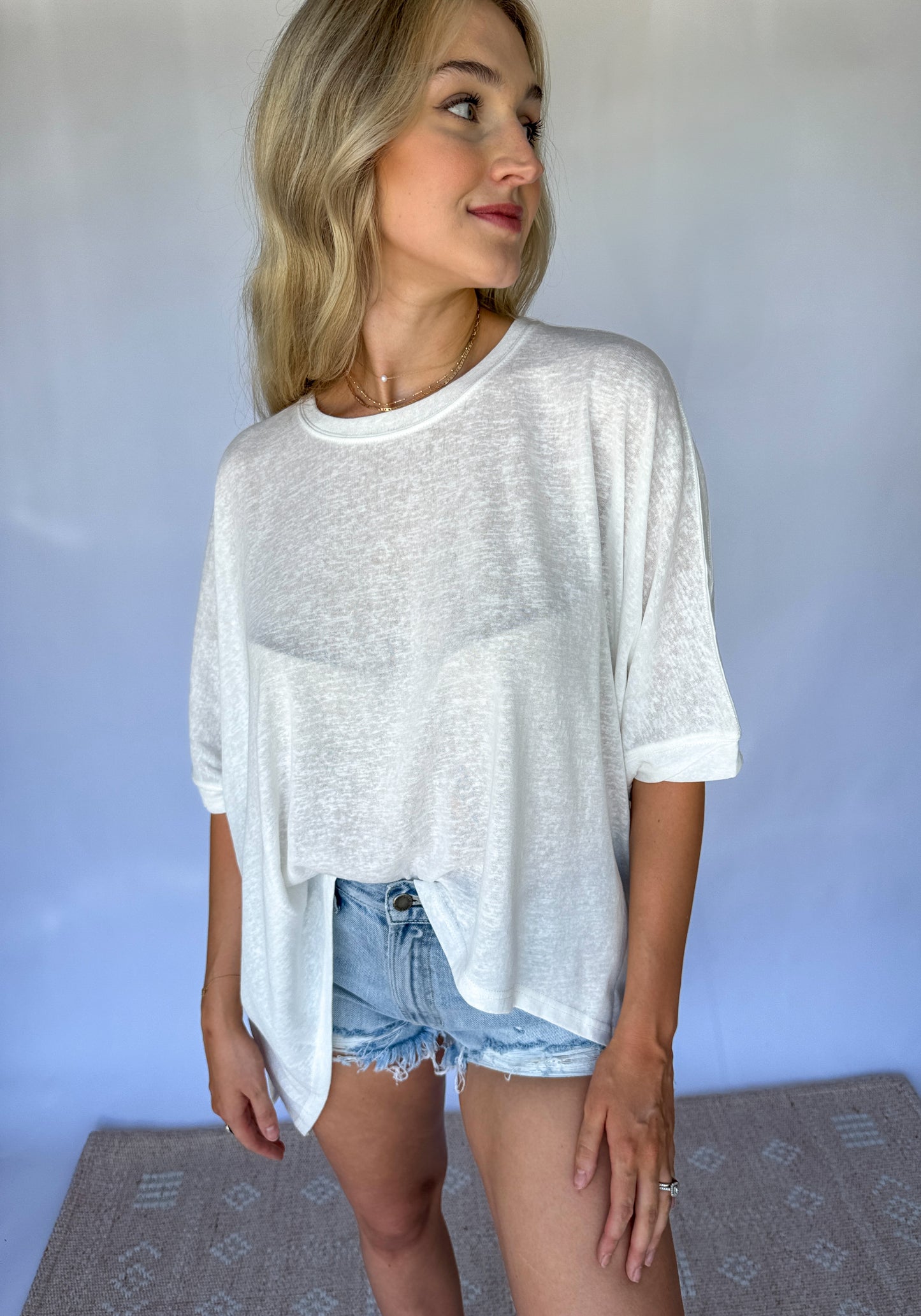 Evelyn Drop Shoulder Top *White
