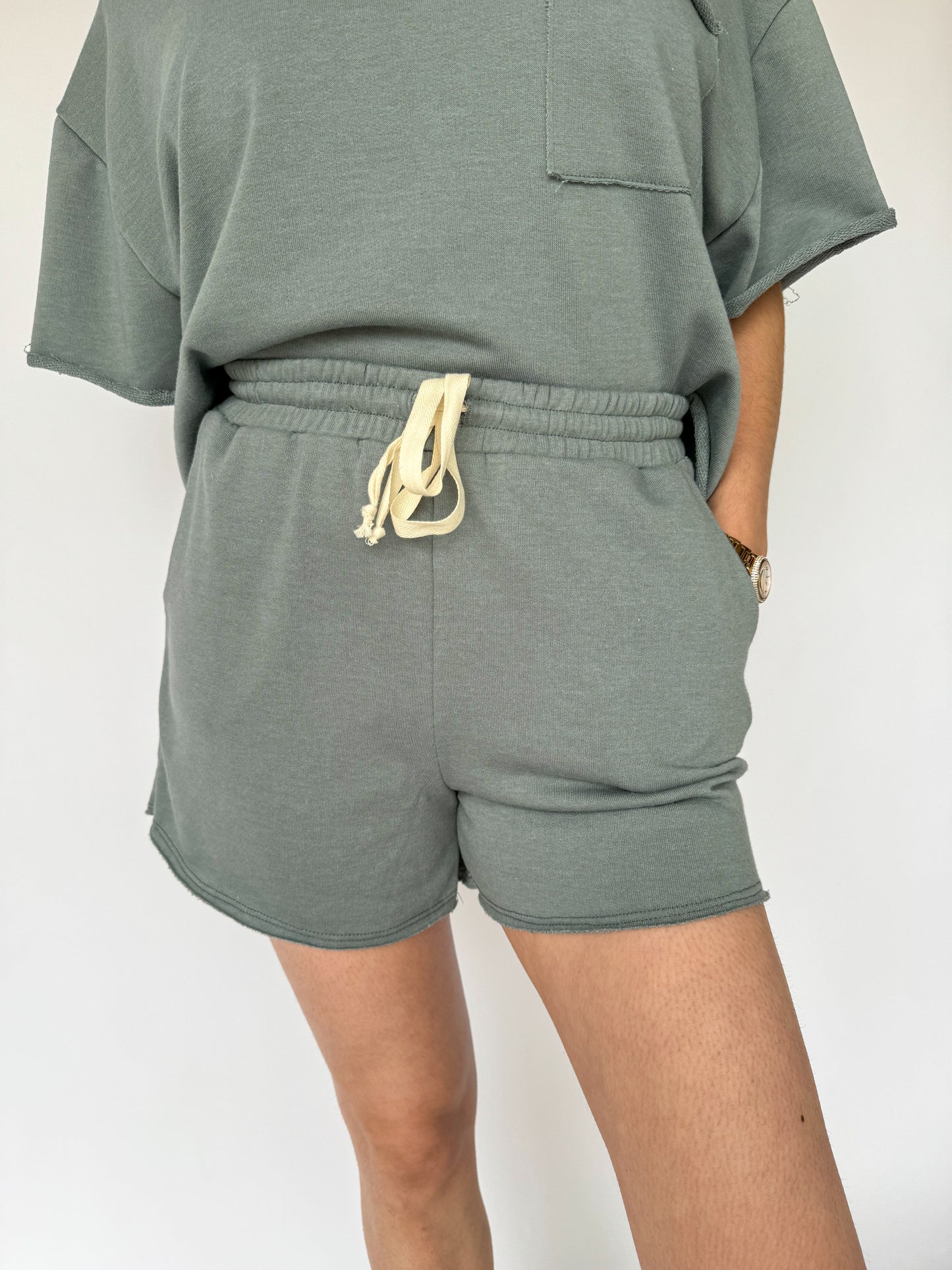 Never Looking Back Terry Lounge Shorts *Stone Blue*