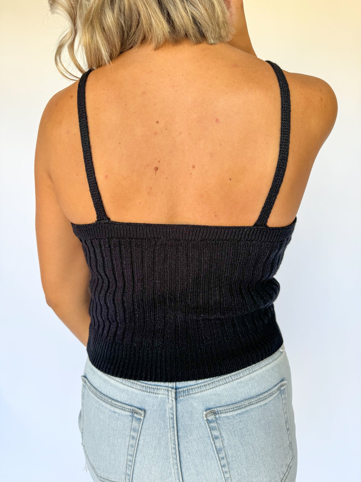 Amelia Ribbed Cami *Black*