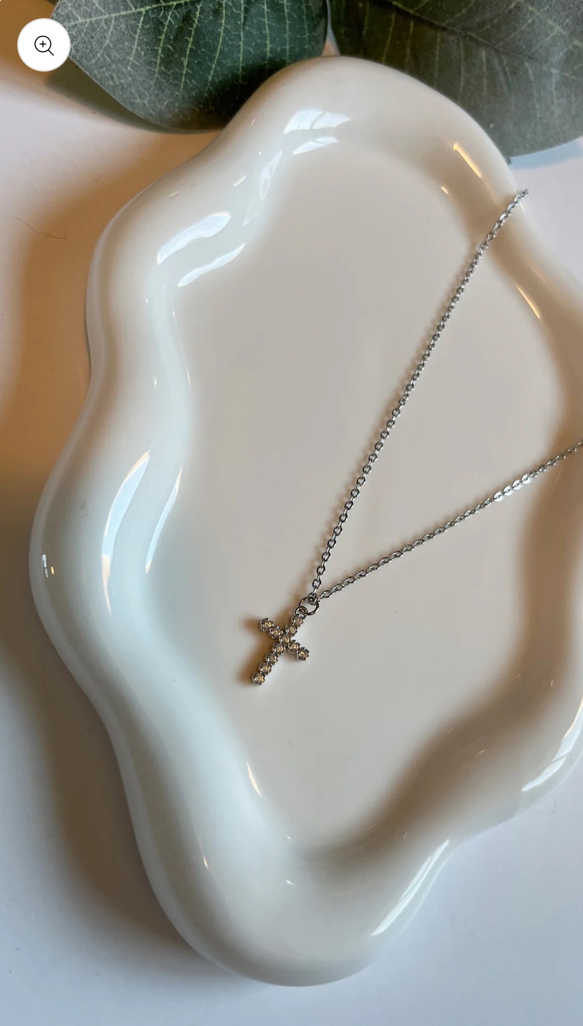 Silver Zirconia Cross Necklace