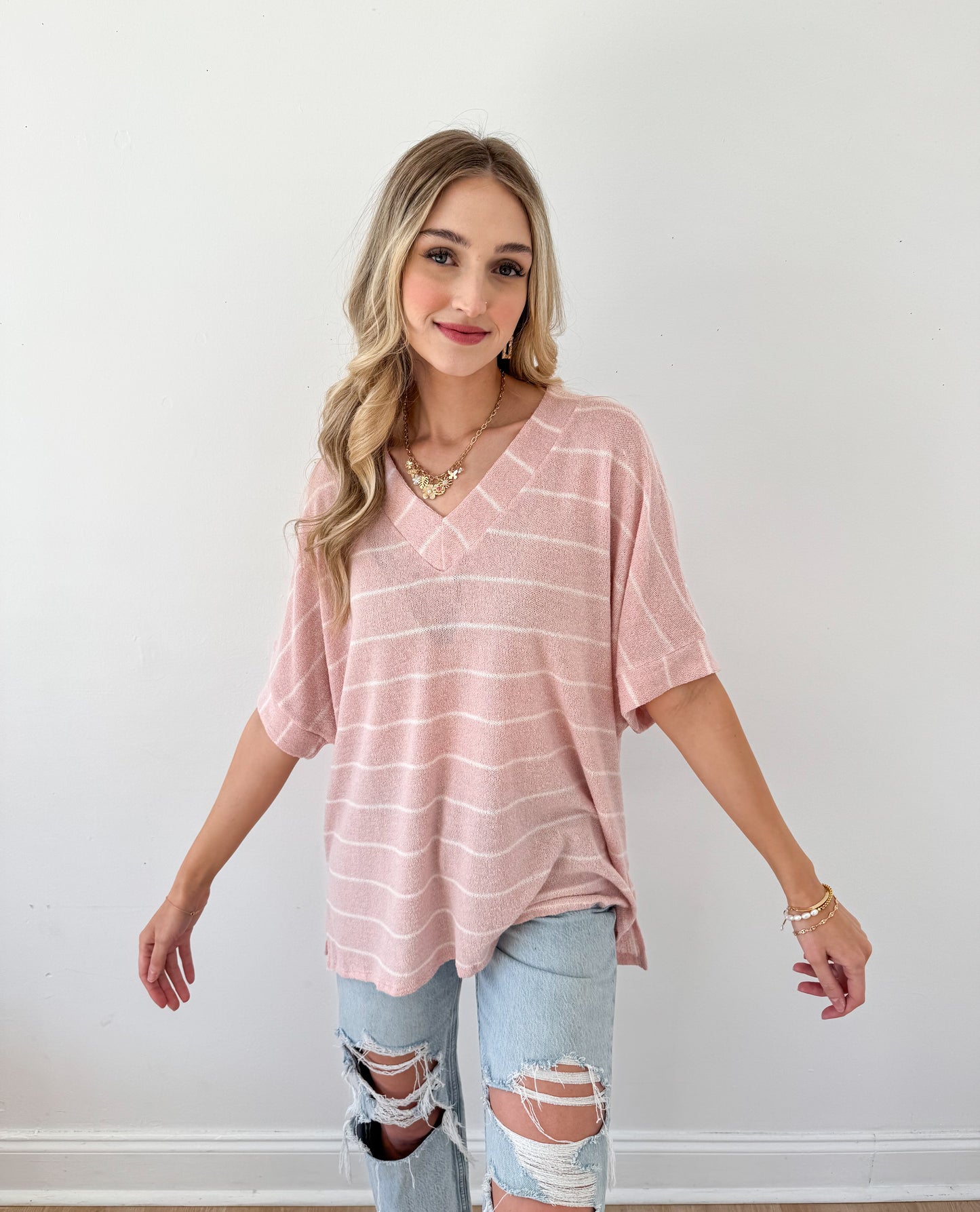 I Heart You Pink Striped Top