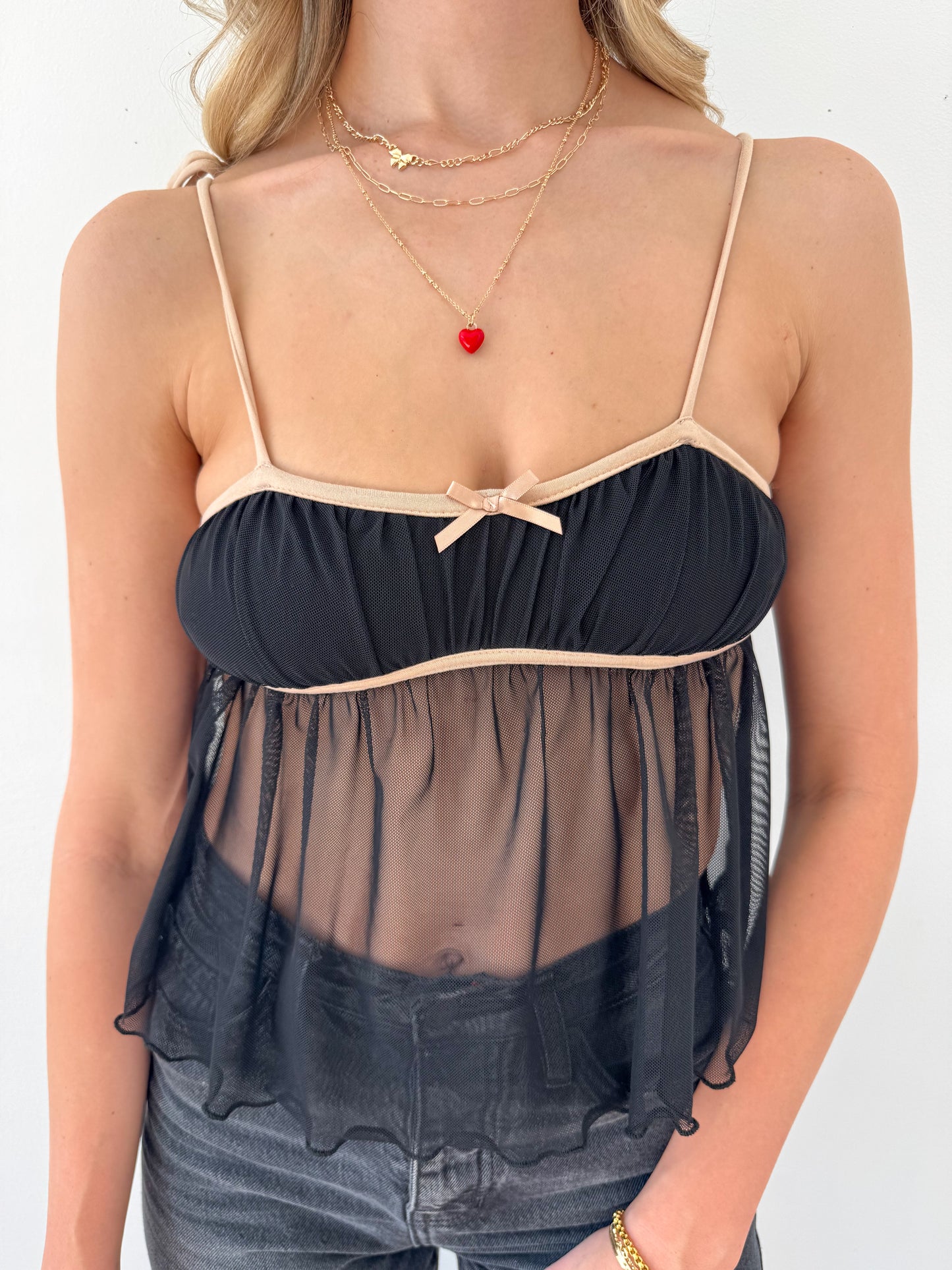 Love Struck Mesh Babydoll Top