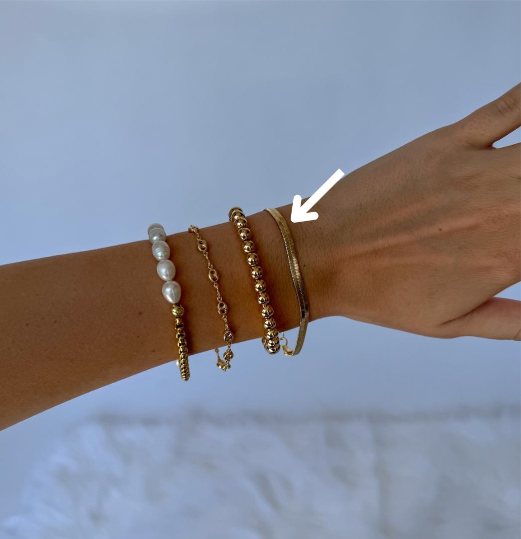 18k Gold Filled Flat Snake Chain Herringbone Bracelet