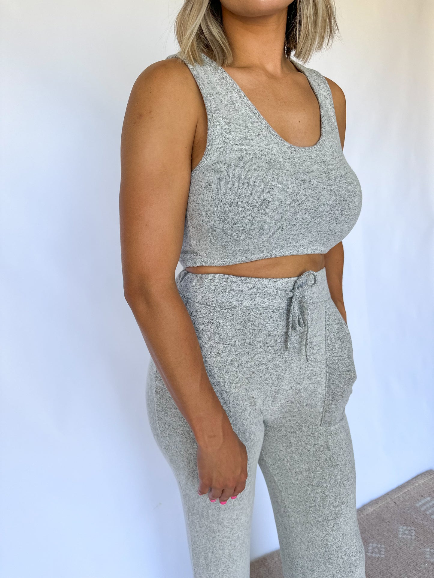 Comfy Vibes Grey Lounge Tank & Pant Set