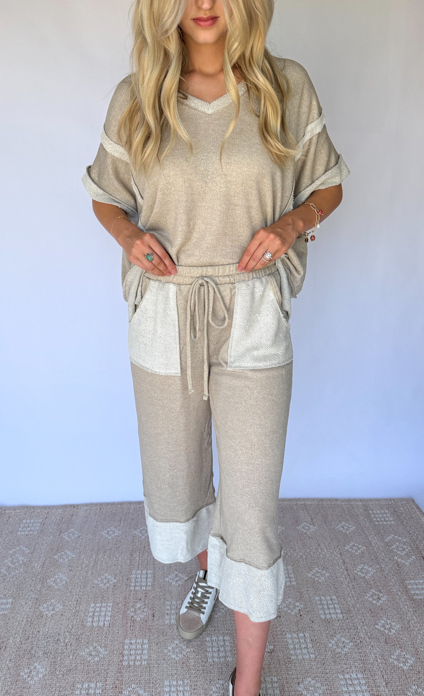 Annie Reverse Contrast Wide Leg Pants