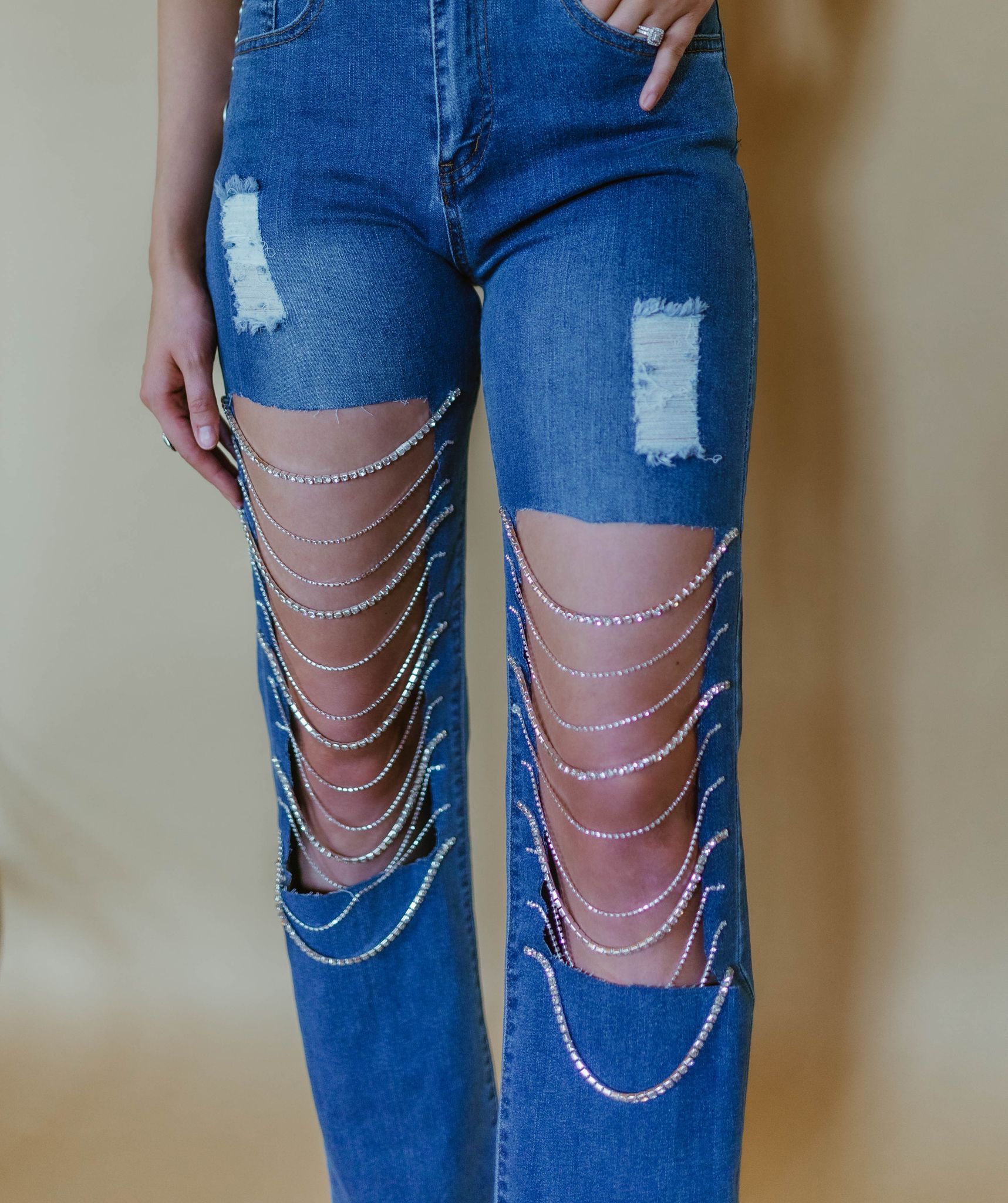 Dark Denim Rhinestone Jeans