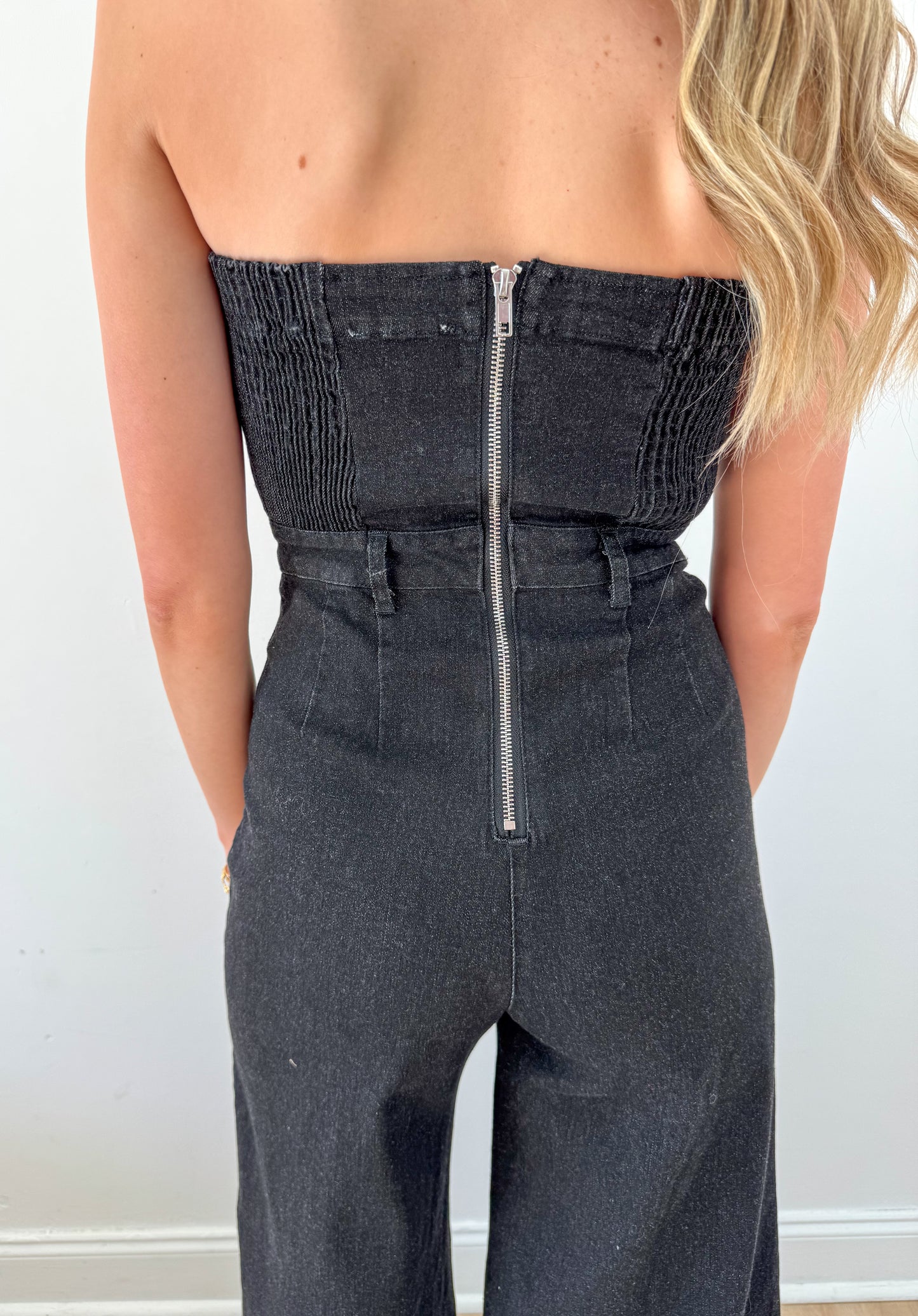 Adore You Wide Leg Denim Jumpsuit