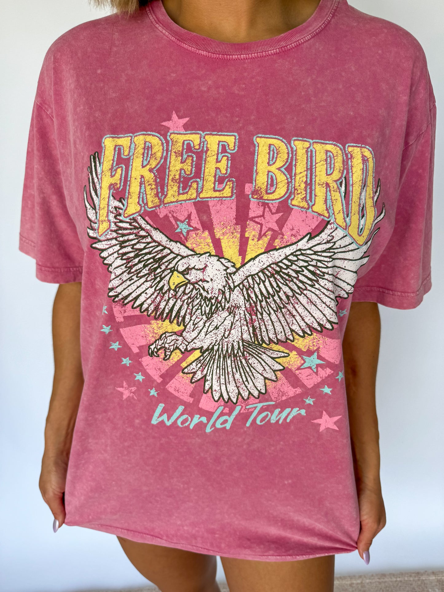 Free Bird Washed Pink Graphic Tee