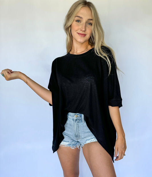 Evelyn Drop Shoulder Top *Black*