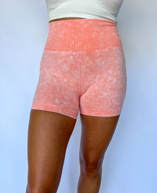 Eyes On Me High Waisted Biker Shorts *Coral*