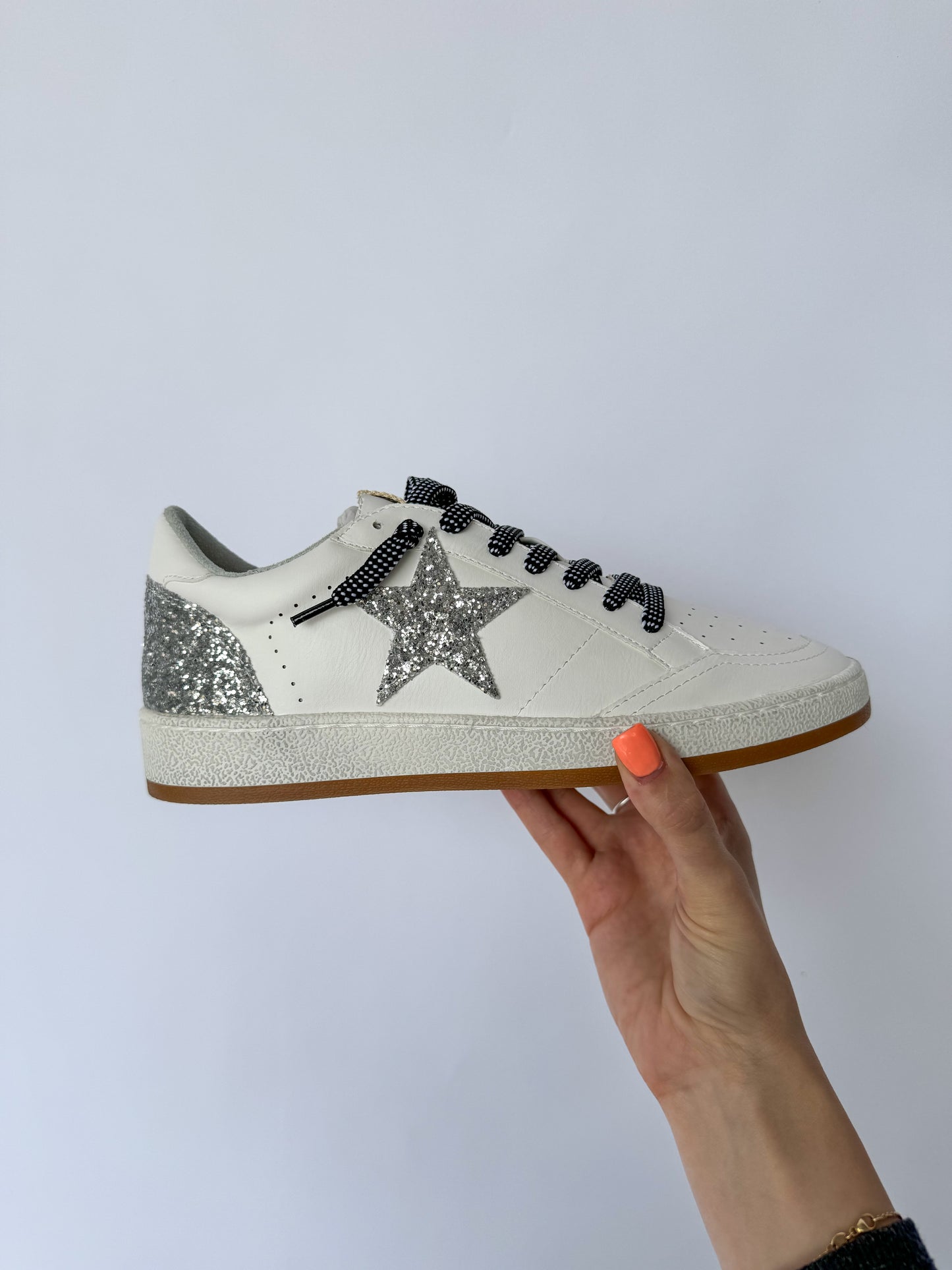 Silver Glitter Star Paz Sneakers By Shu Shop