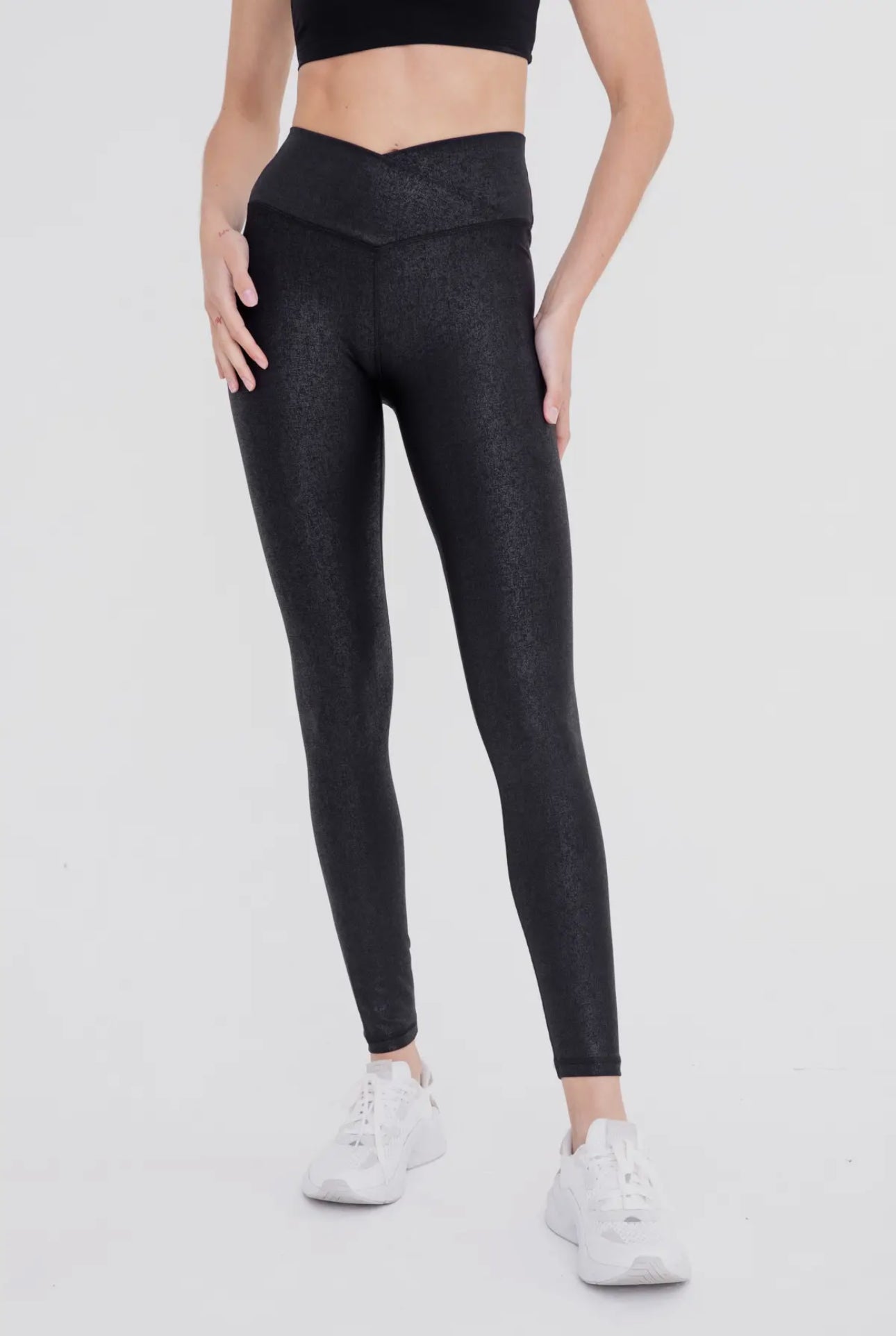 Sophia Faux Leather Look Crossover Leggings