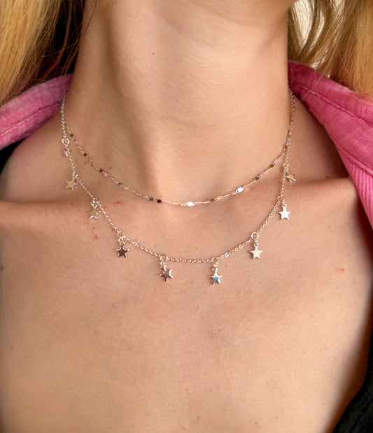 Star Drop Layered Necklace *Silver*