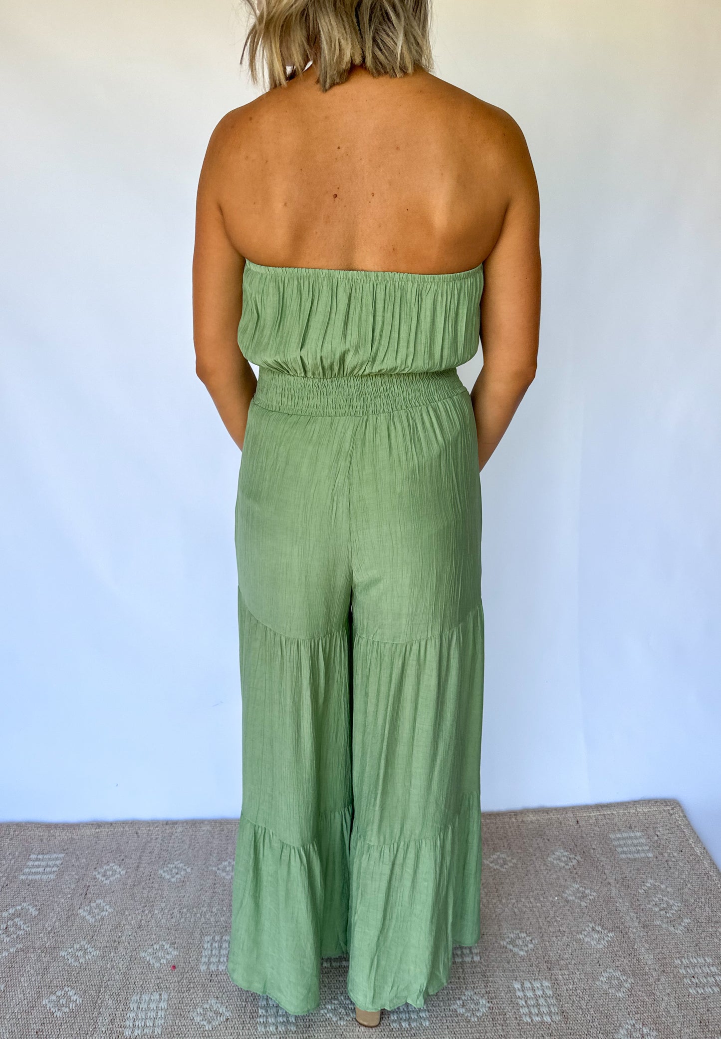 In Your Dreams Green Tube Tiered Jumpsuit