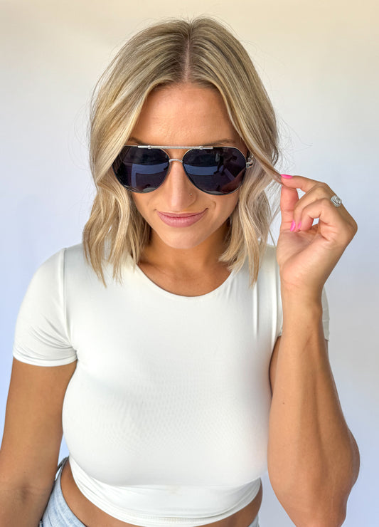 Luna Aviator Sunglasses *Silver*