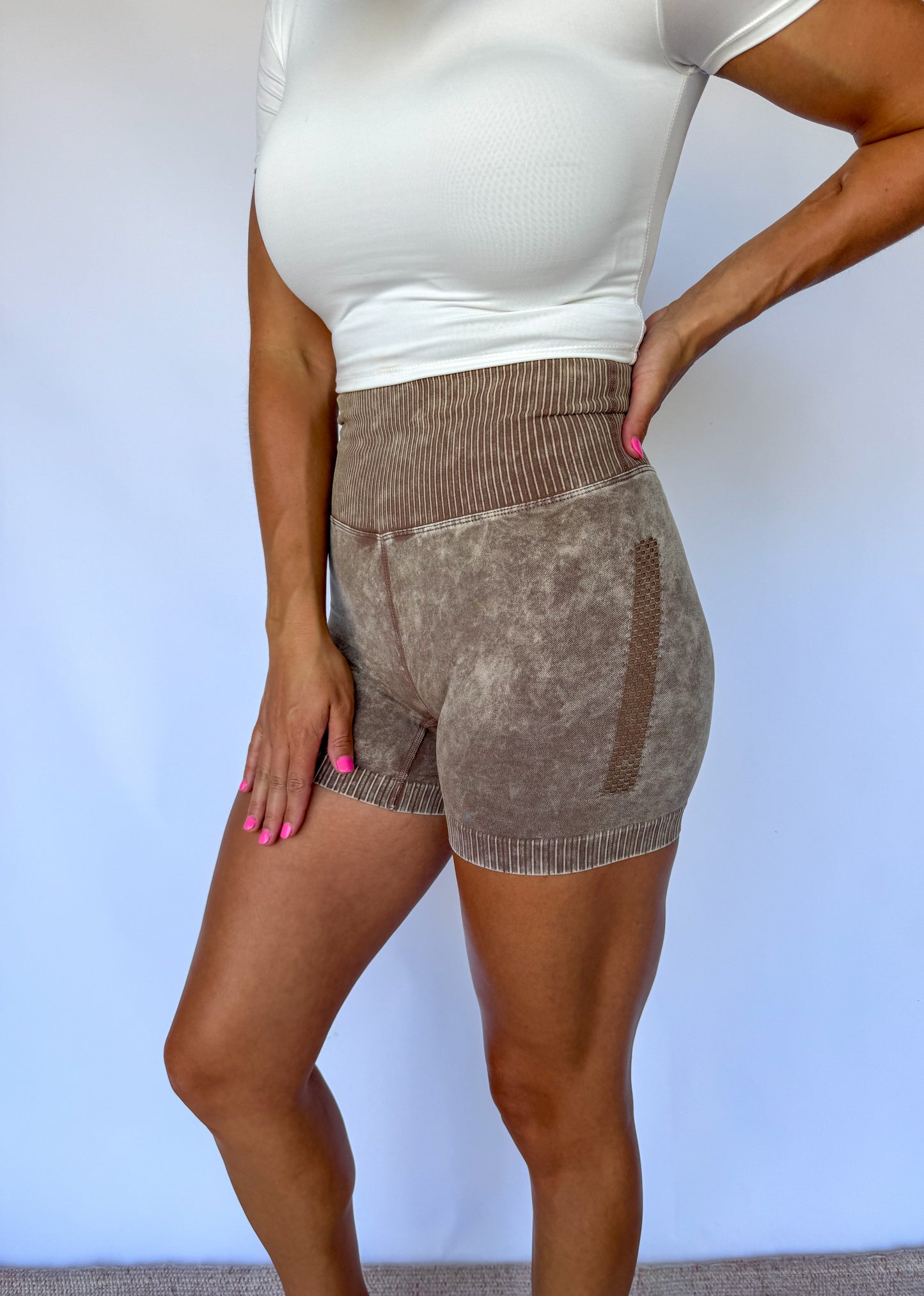Eyes On Me High Waisted Biker Shorts *Brown