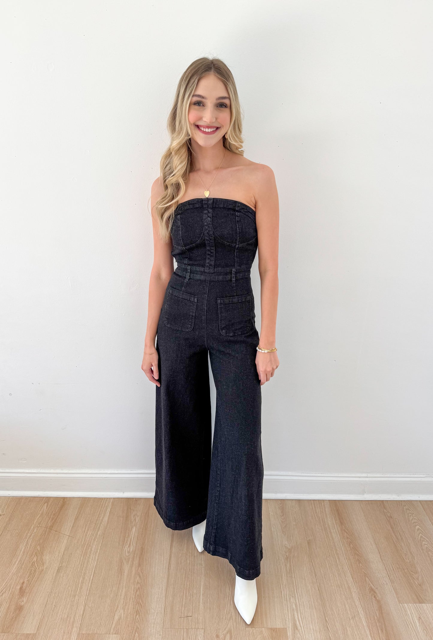 Adore You Wide Leg Denim Jumpsuit