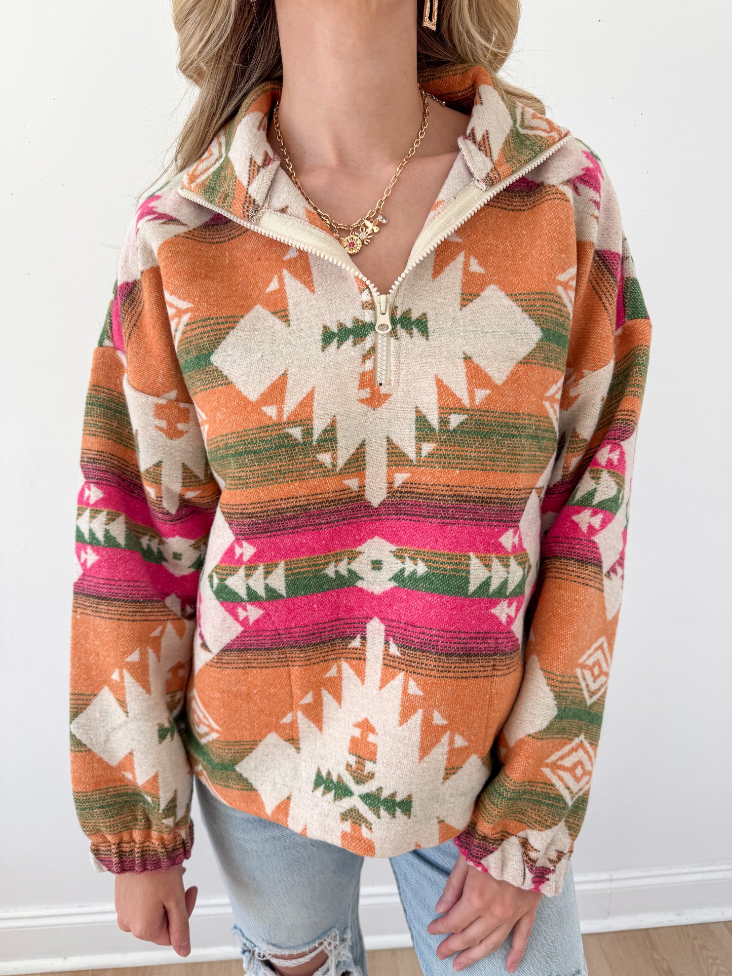 Choose Me Aztec Woven Pullover