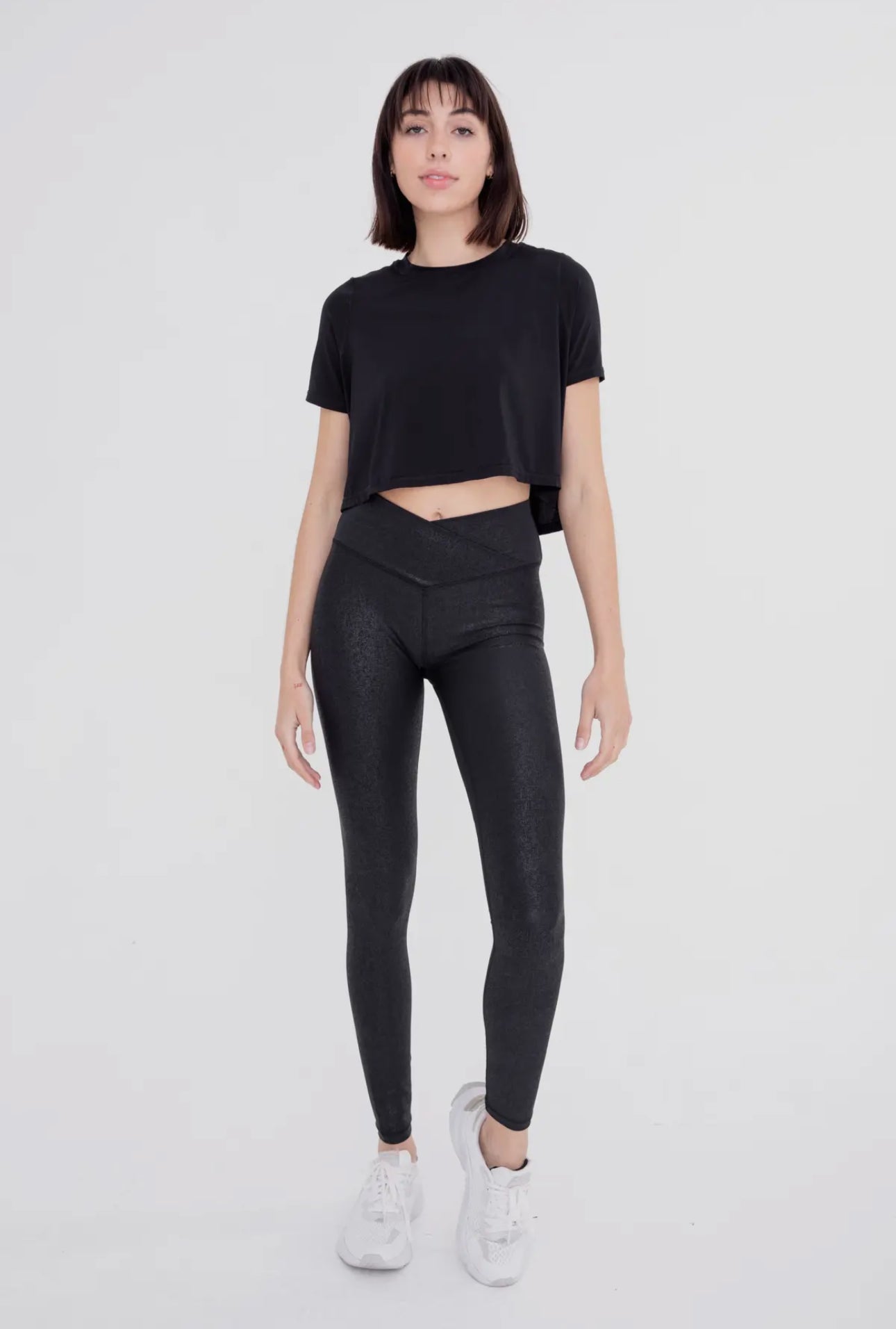 Sophia Faux Leather Look Crossover Leggings