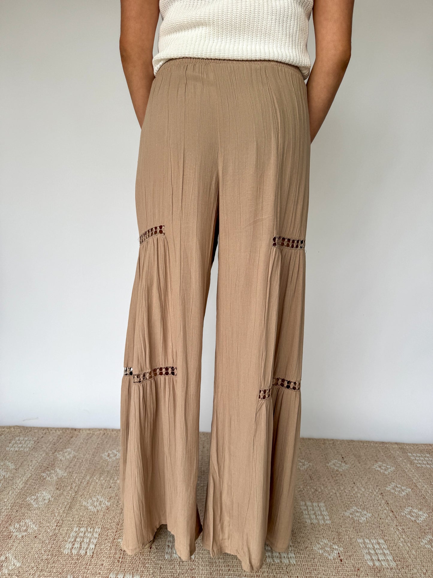 Out For The Day Tan Lace Detail Pants