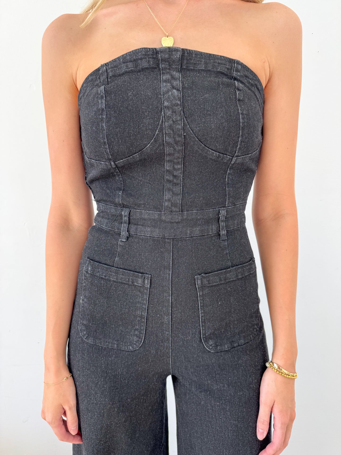 Adore You Wide Leg Denim Jumpsuit