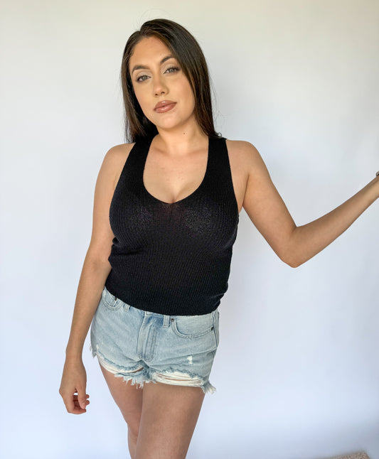 Ava Black Knit Tank