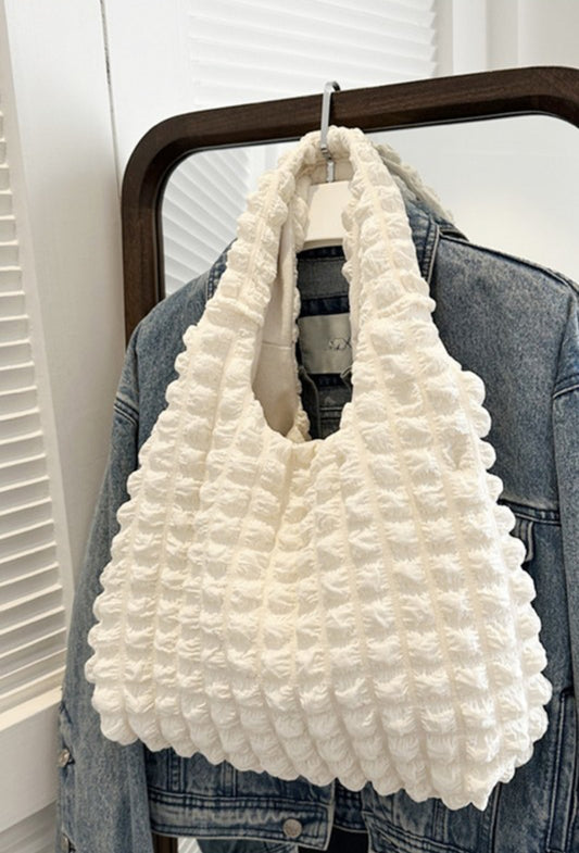 White Cloud Puffy Shoulder Tote Bag